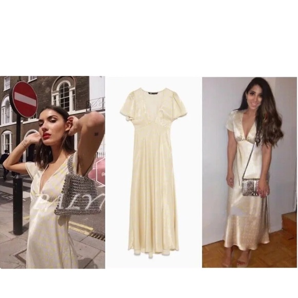 NWT ZARA Polka Dot Satin Dress - Picture 2 of 12